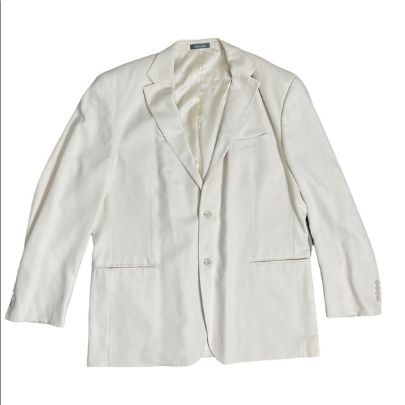Oscar de la Renta Other - Mens 100% Silk Oscar De La Renta Ivory Blazer Jacket Size 48L